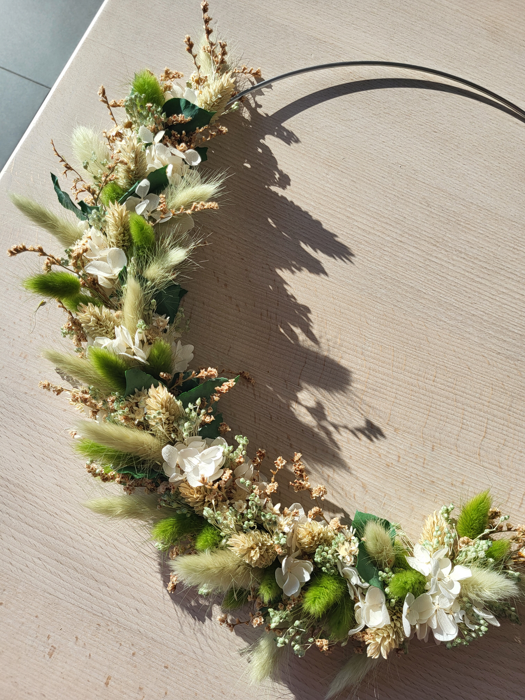 Frühling-Pastell-Grün-Salbeigrün-Trockenblumenkranz