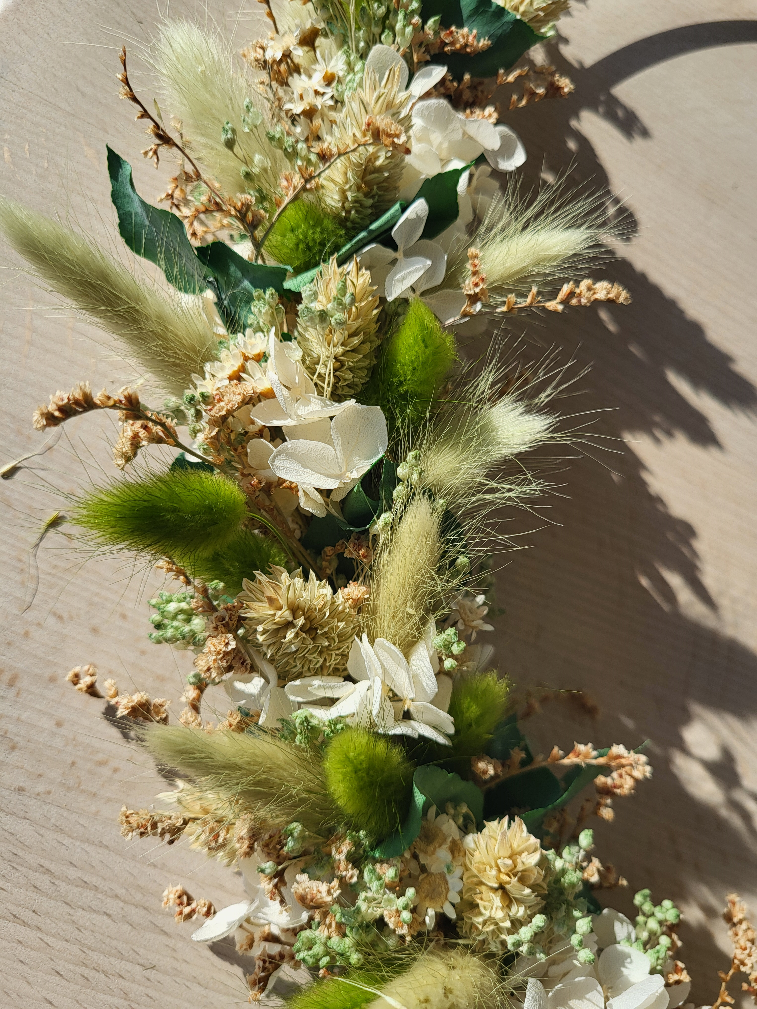 Frühling-Pastell-Grün-Salbeigrün-Trockenblumenkranz