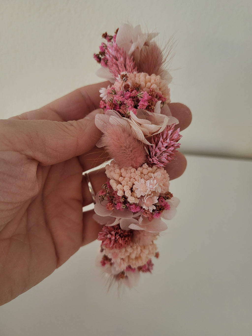 Haarreif-Trockenblumen-Haarschmuck-Rosa